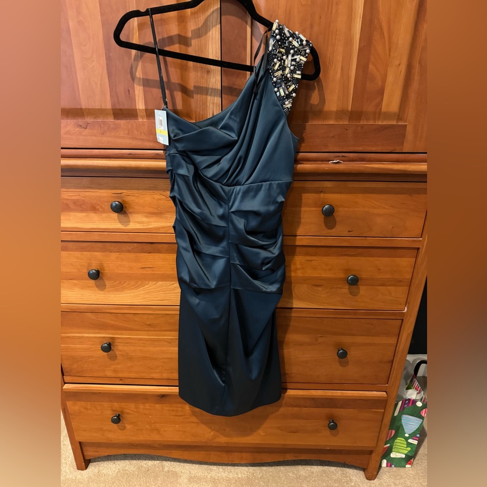 NWT - One-Shoulder Dress (Size 4, Indian Teal)